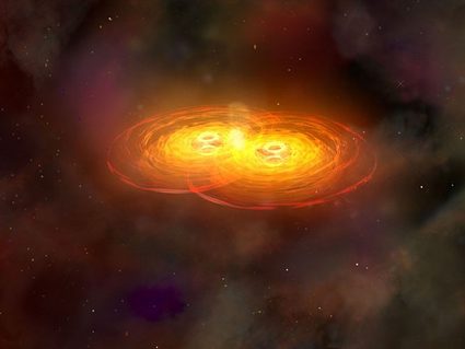 image of two black holes about to merge