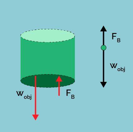 Buoyant force experienced by an object immersed in a fluid.