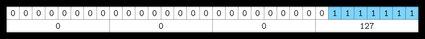 A bit diagram of a subnet's wildcards.