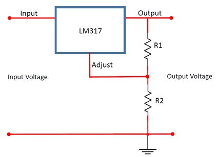 LM317 adjustable voltage regulator.