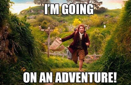 Bilbo Baggins going on an adventure.