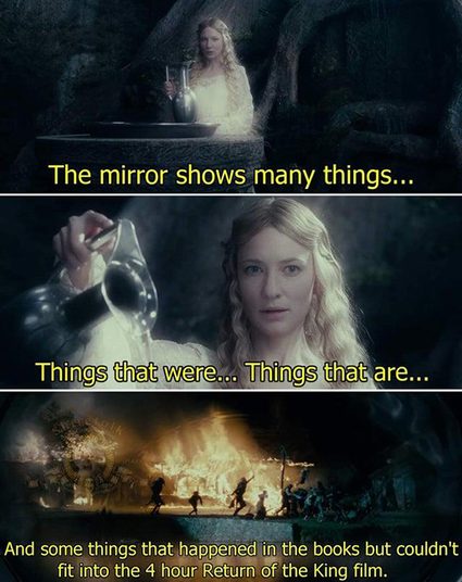 Galadriel explaining how her mirror works.