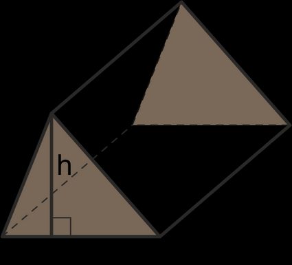 Prisma triangolare con base di cui la base e l'altezza sono noti.