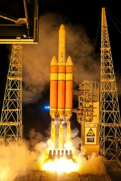 The launch of a Delta IV heavy