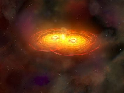 Image of two black holes about to merge