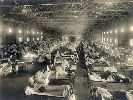 Historical picture of hospital ward during Spanish flu