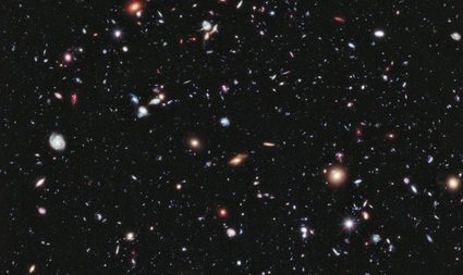 Deep field image of far away galaxies taken by the Hubble telescope