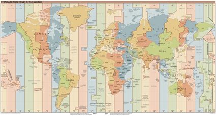 World time zones map.