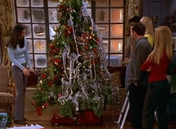 A Gif from the movie Friends - half of Christmas tree is empty
