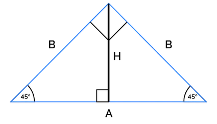 Image showing a labeled isosceles right triangle.