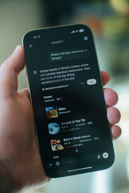 Phone accessing an AI platform.