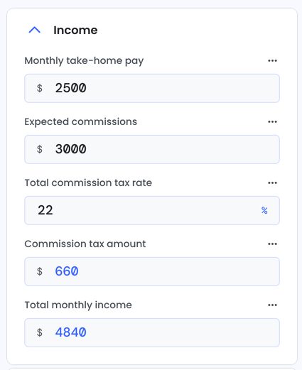 Added commision tax rate to the cashflow calculator
