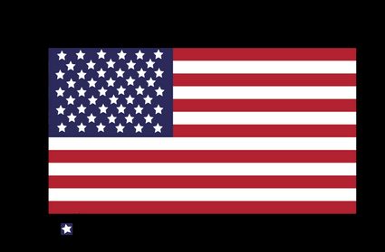 American flag with proper dimensions marked