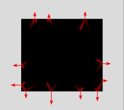 Bild von Partikeln, die auf die Seiten einer Box treffen und Druck erzeugen