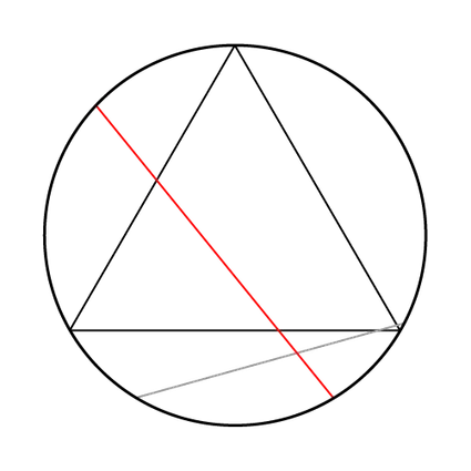 Two chords in a circle compared to the length of the side of the inscribed triangle.