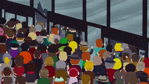 meme from South Park, people storming the shop on Black Friday