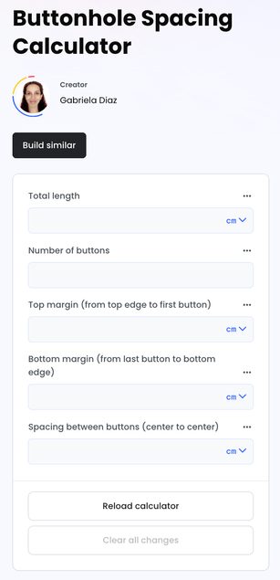Buttonhole Spacing Calculator