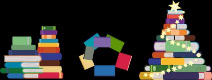 A Christmas tree made out of books