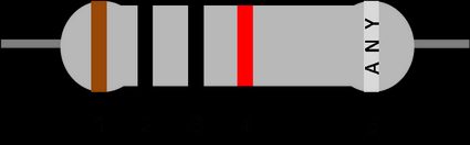 5 band resistor color code for 10k resistor: brown, black, black, red + any color band