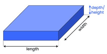 A sample concrete slab with marked dimensions.