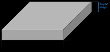 A sample concrete slab with marked dimensions