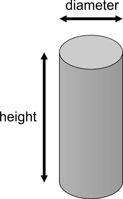 Diagram of a round cylindrical column showing its diameter and height.