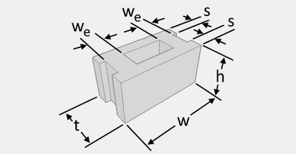 Illustration of a 2-web block showing its parts with labels.