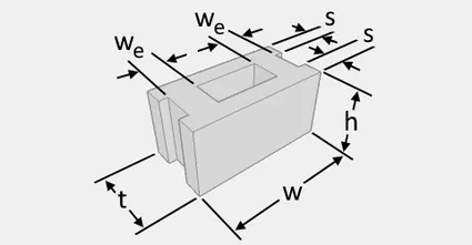 Illustration of a 2-web block showing its parts with labels.