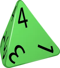 A 4 sided dice (Tetrahedron).