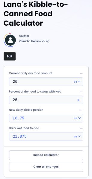 Cat calorie calculator