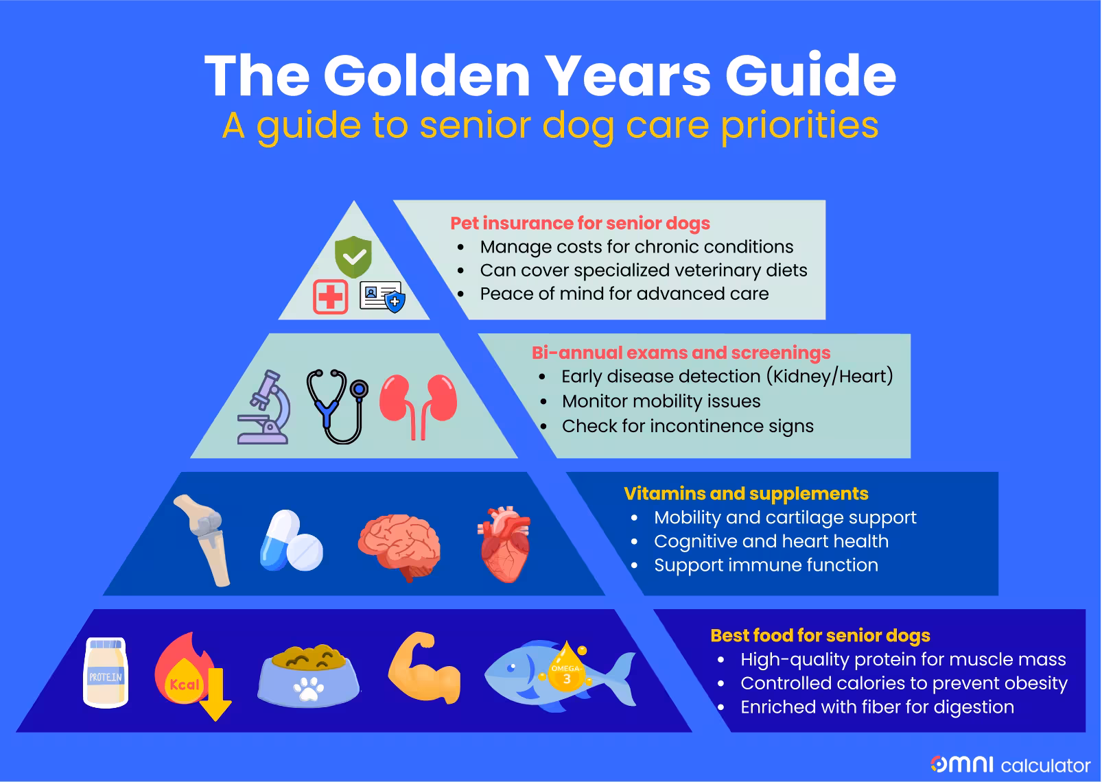 Hierarchical needs for senior dog diagram.
