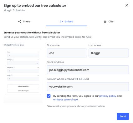 example of a filled in embed application form