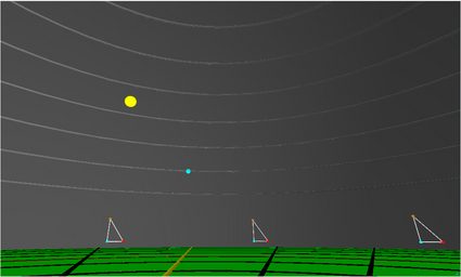 Capture d'écran du modèle tridimensionnel d'une Terre plate créé par Bruce Sherwood.