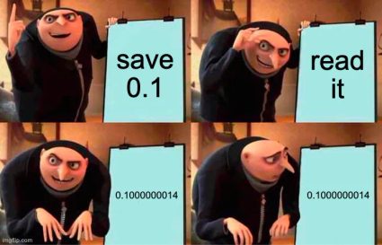 A meme about floating-point accuracy problems.