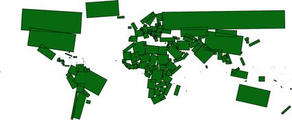 La carte du monde en forme de rectangles.