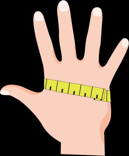 Measurement of the hand for fitting a glove by measuring tape
