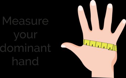 Measurement of the hand for fitting a glove. Lay your hand flat, wrap the tape around your palm, just below knuckles, and read the result.