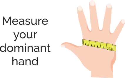 Measurement of the hand for fitting a glove. Lay your hand flat, wrap the tape around your palm, just below knuckles, and read the result.