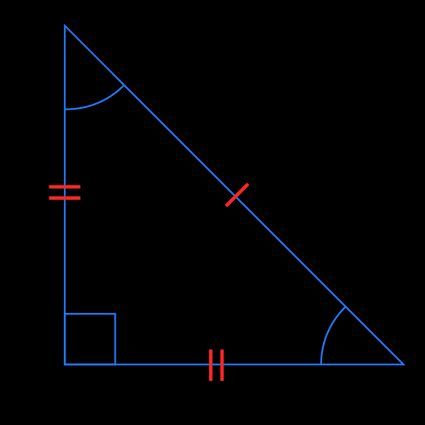 Image showing an isosceles right triangle hypotenuse.