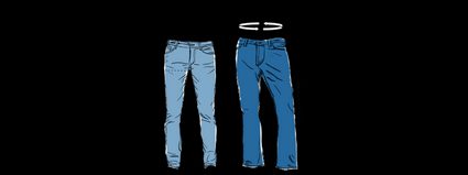 Jeans size calculator measuring instructions.