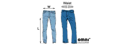Jeans size calculator measuring instructions.