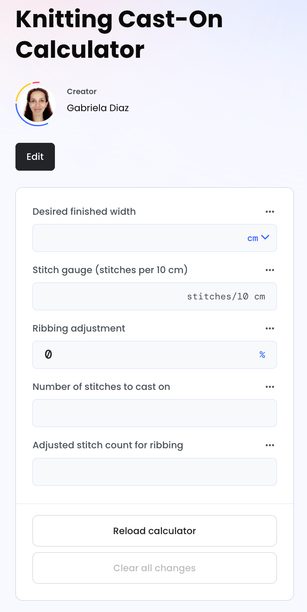 Knitting Cast-On Calculator