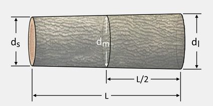 Einfache Illustration eines Baumstamms und seiner Abmessungen.