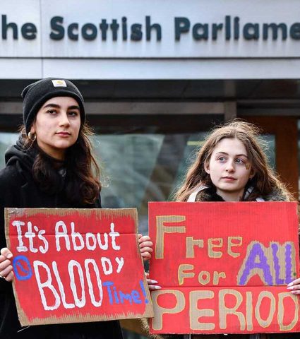 Campaigners outside the Scottish Parliament