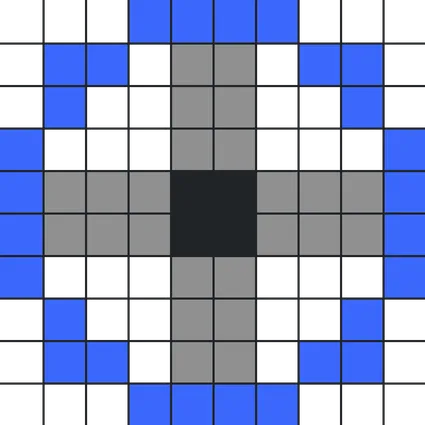 Bild som visar en minecraft-cirkel med diameter 10.