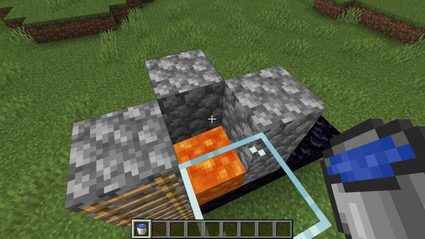 The bucket method of making a Nether portal without mining obsidian directly.