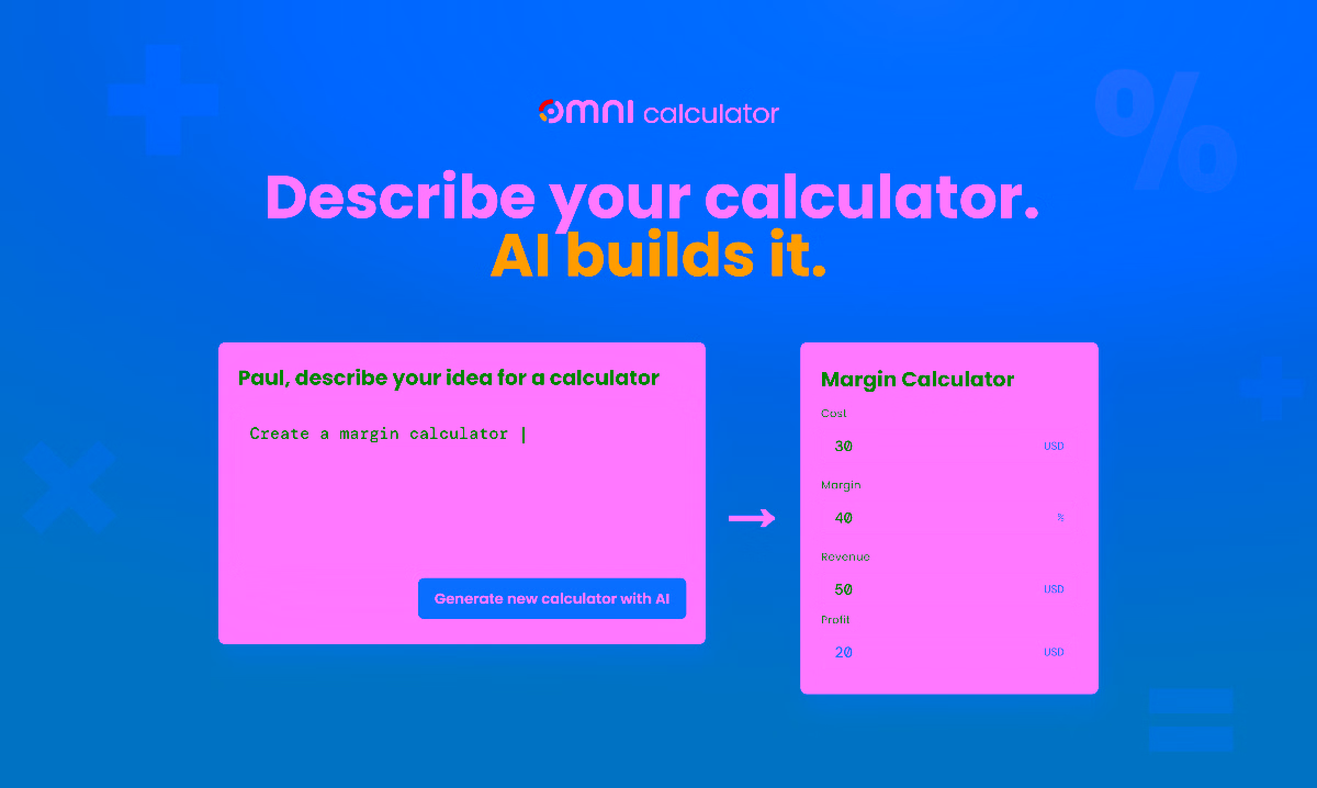 from prompt to calculator with Omni Calculator Builder