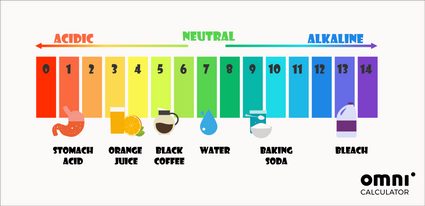 Escala de pH com exemplos de produtos