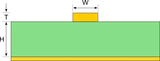 Crossection of PCB microstrip.