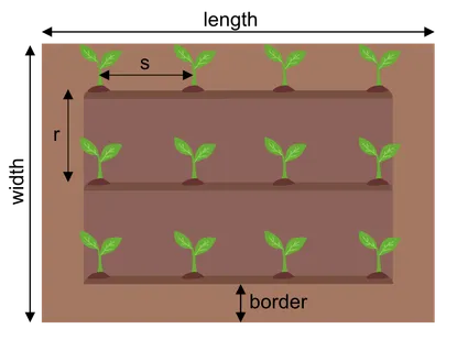 Rectangular plant spacing grid.